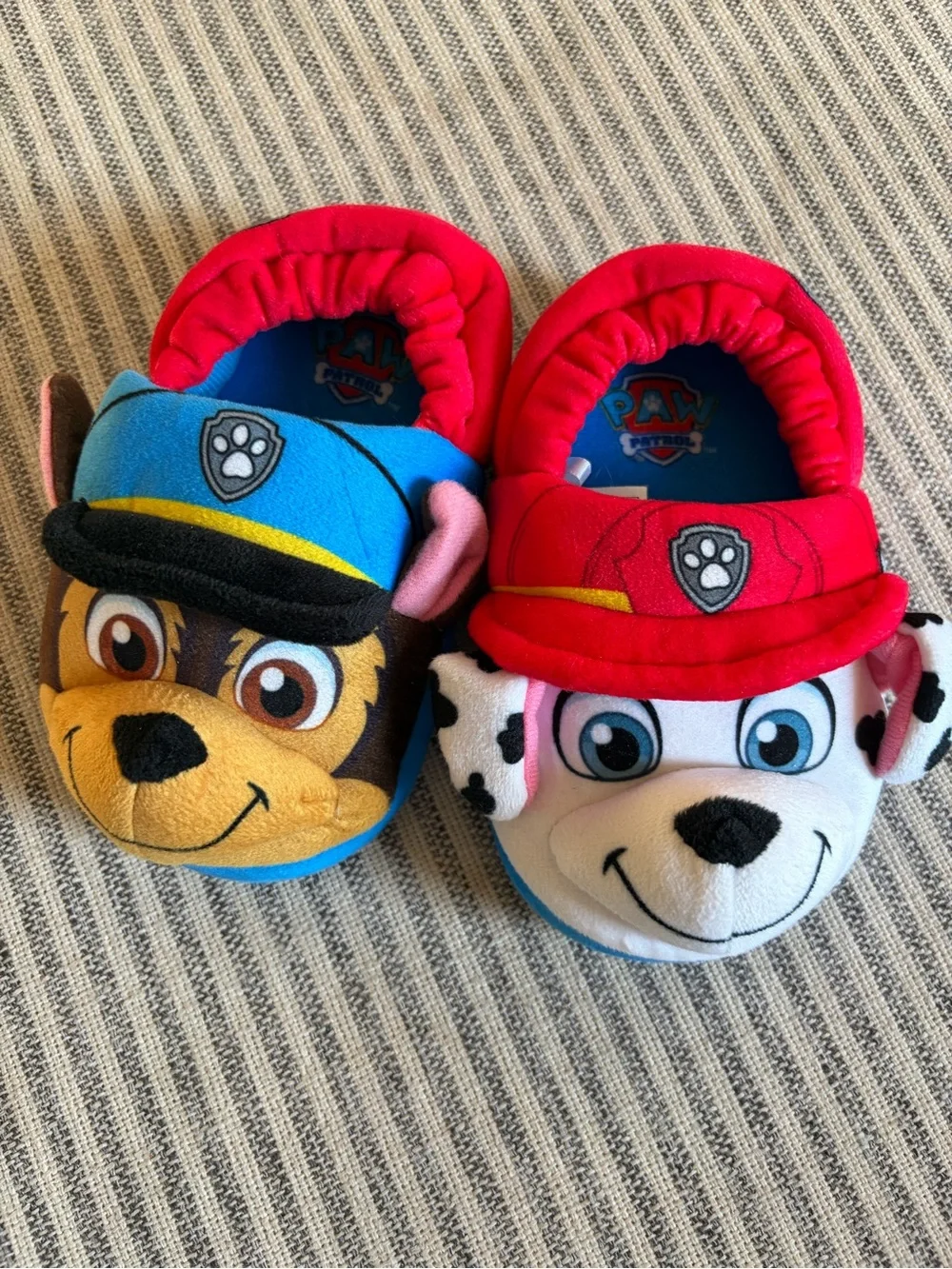 Paw Patrol Plush Chase & Marshall Slippers - Blue, Red, White, Brown